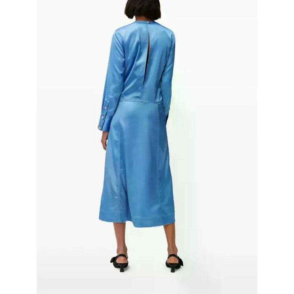 GANNI
Ruched-Detail Satin Midi Dress💜 - Picture 2 of 16
